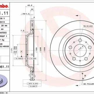 Jarrulevy taakse BREMBO - Tesla Model 3