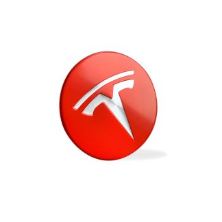 Tesla - vanteen punaiset keskikupit hopeisella logolla (4 kpl)