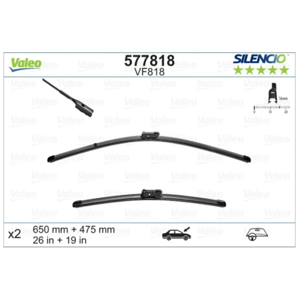 Tuulilasinpyyhkijät Valeo Silencio VF818 - Tesla Model 3 / Y